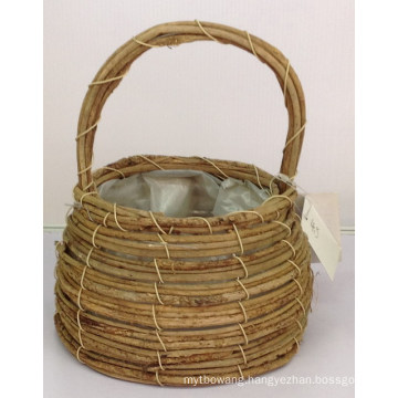 Festive rattan hand flower basket